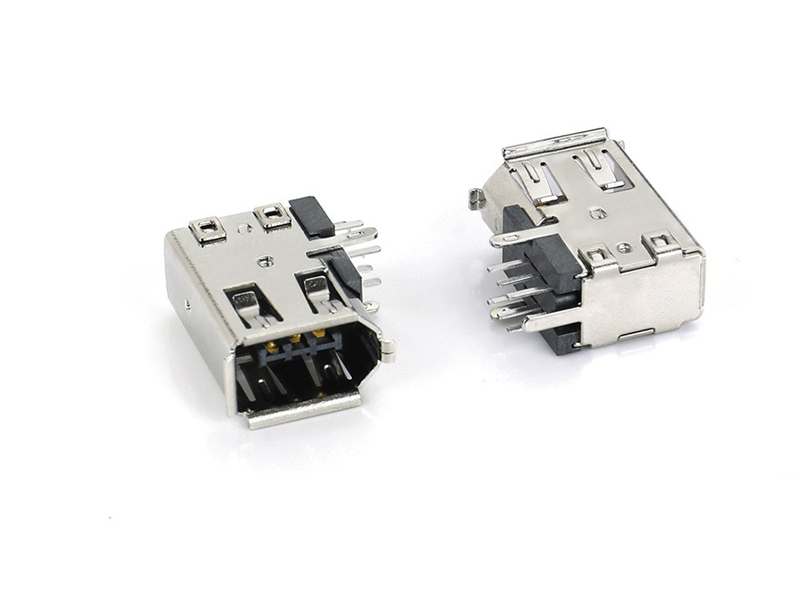 IEEE1394-6P SOCKET PLUG CONNECTOR 90 DEGREE SIDE STANDING PLUG-IN BOARD