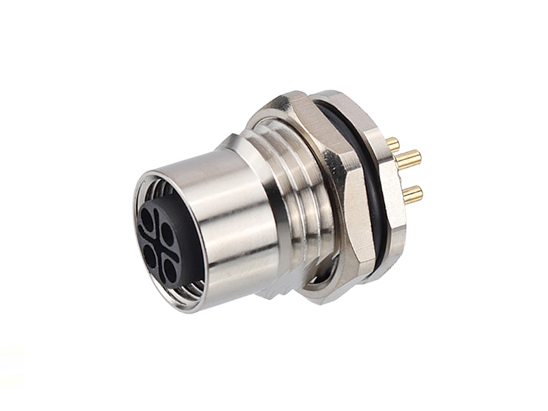 S CODE M12 DEVICE CONNECTOR SOCKET M12 PANEL REAR MOUNT FEMALE PCB SOLDER PINS