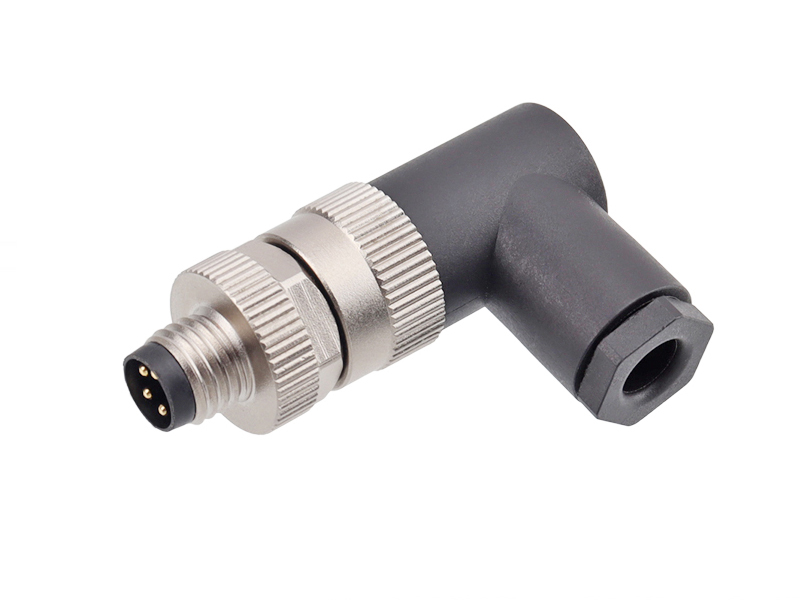 M8 SENSOR CONNECTOR PLUG FIELD INSTALLATION 4PIN MALE SOLDER PINS RIGHT ANGLE